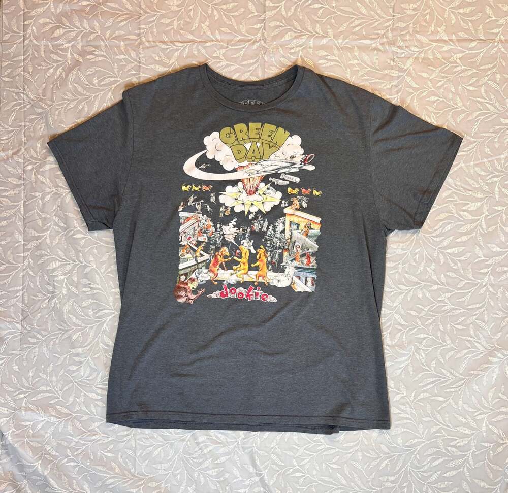 Green Day Dookie Scene Graphic T-Shirt Charcoal Gray XL
